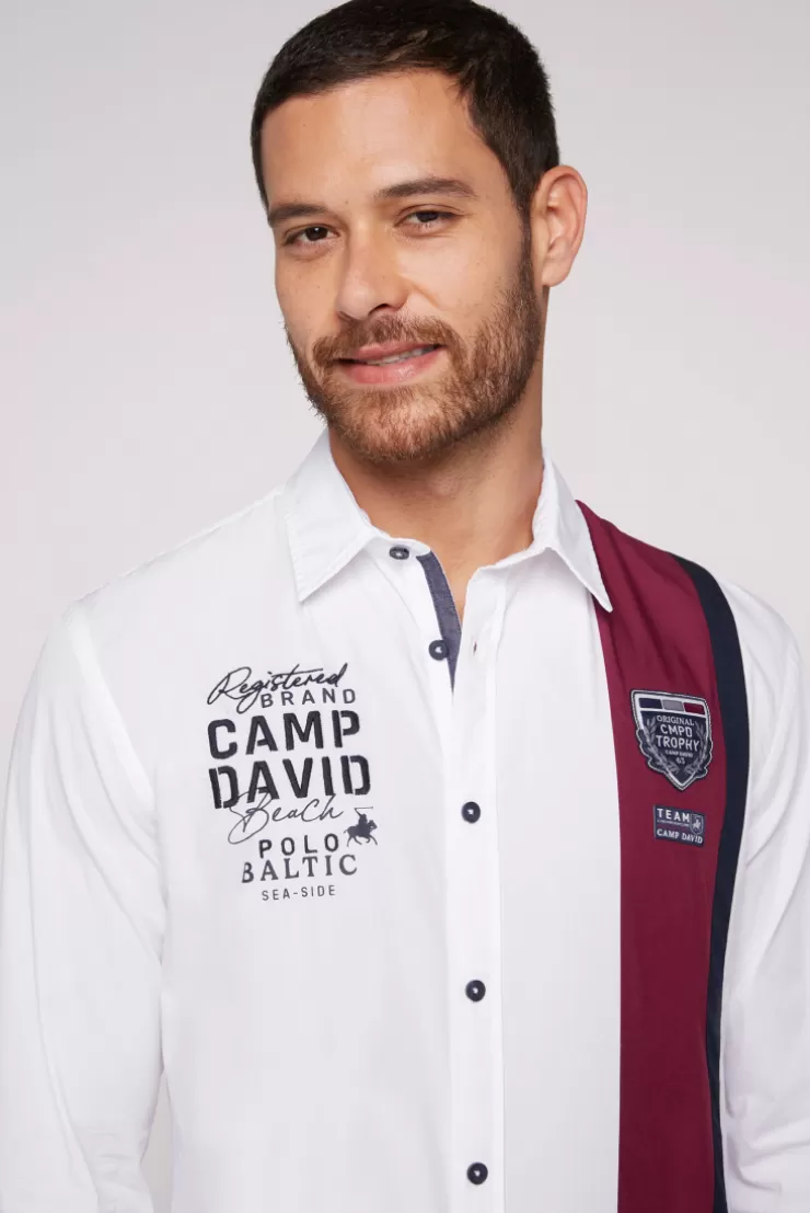 CAMP DAVID & SOCCX Langarmhemd mit Color-Blocking und Artworks opticwhite Best Sale