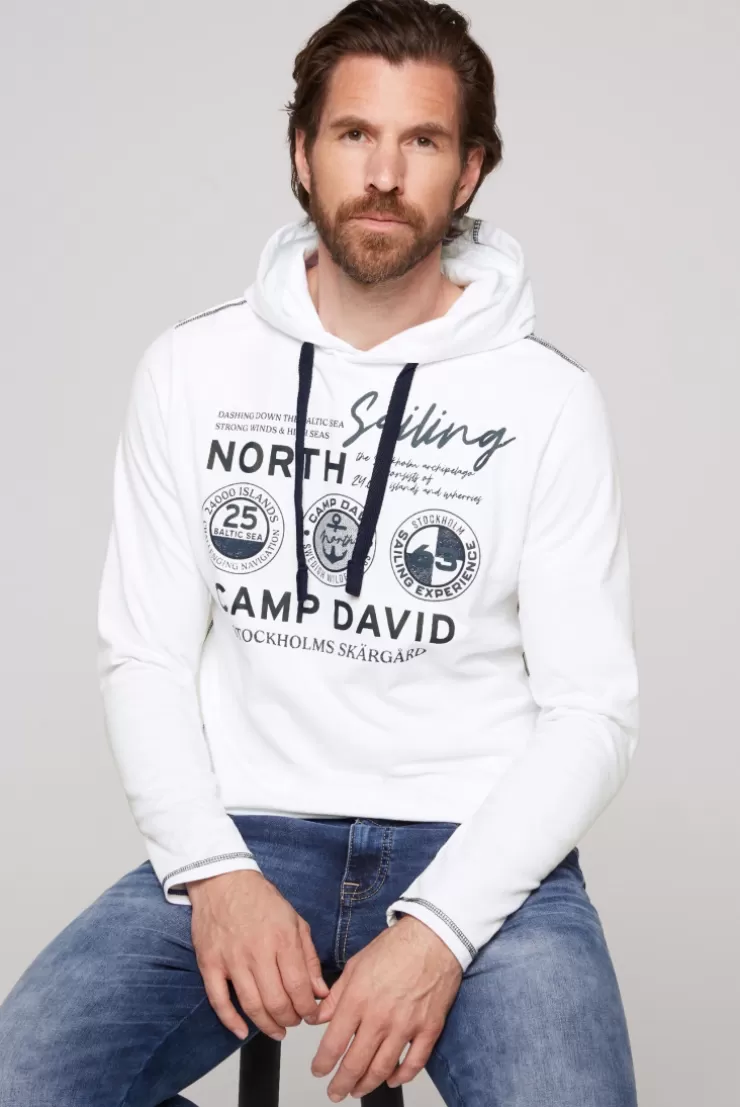 CAMP DAVID & SOCCX Langarmshirt mit Kapuze und Print opticwhite Sale