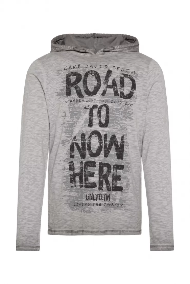 CAMP DAVID & SOCCX Langarmshirt mit Kapuze und Vintage Print | 4XL shadow Store