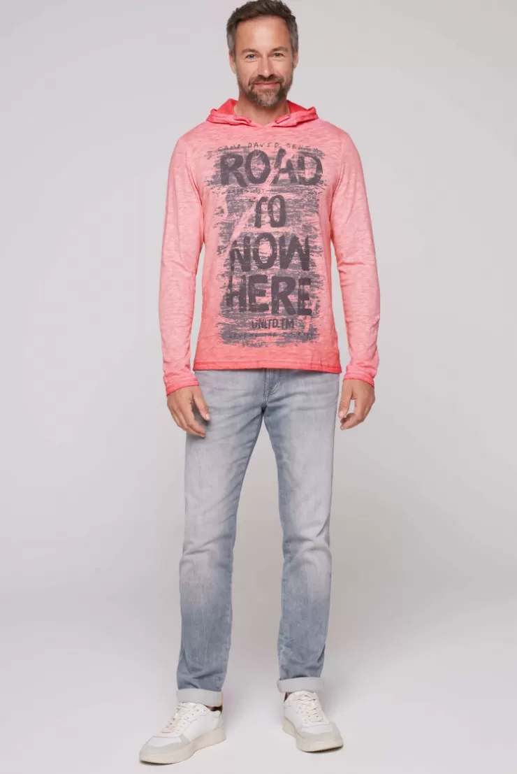 CAMP DAVID & SOCCX Langarmshirt mit Kapuze und Vintage Print sunrise Sale