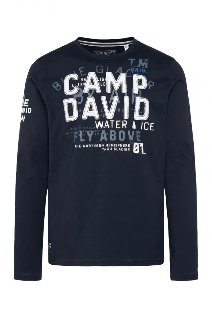 CAMP DAVID & SOCCX Langarmshirt mit Label-Applikationen blue navy bluenavy New