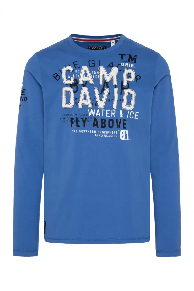 CAMP DAVID & SOCCX Langarmshirt mit Label-Applikationen strong blue strongblue Clearance