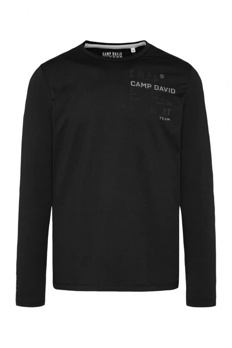 CAMP DAVID & SOCCX Langarmshirt mit reflektierendem Rücken-Print black Shop