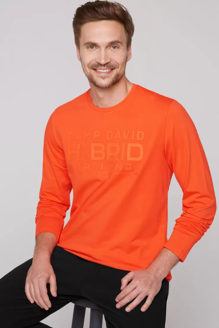 CAMP DAVID & SOCCX Langarmshirt mit Rubber Print signal orange signalorange Discount