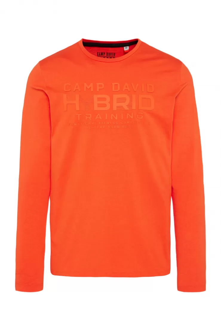 CAMP DAVID & SOCCX Langarmshirt mit Rubber Print signal orange signalorange Discount