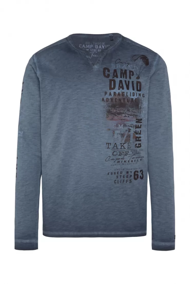 CAMP DAVID & SOCCX Langarmshirt mit Twill-Patches und Artworks blue navy bluenavy Clearance