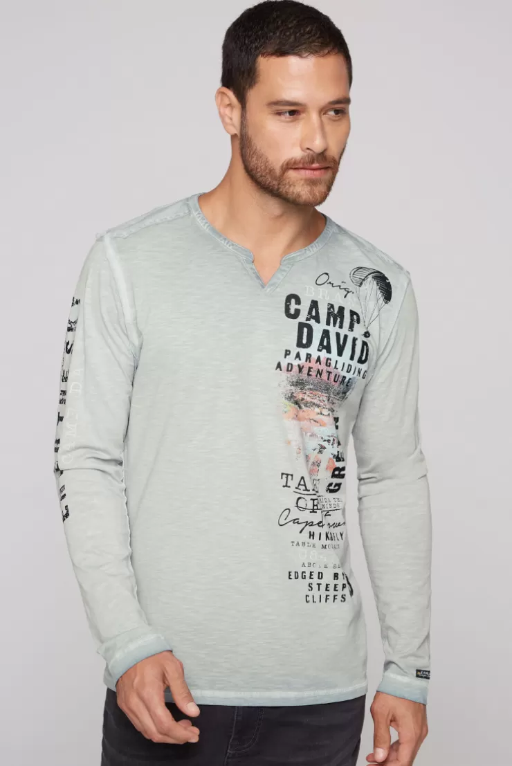 CAMP DAVID & SOCCX Langarmshirt mit Twill-Patches und Artworks teal Best