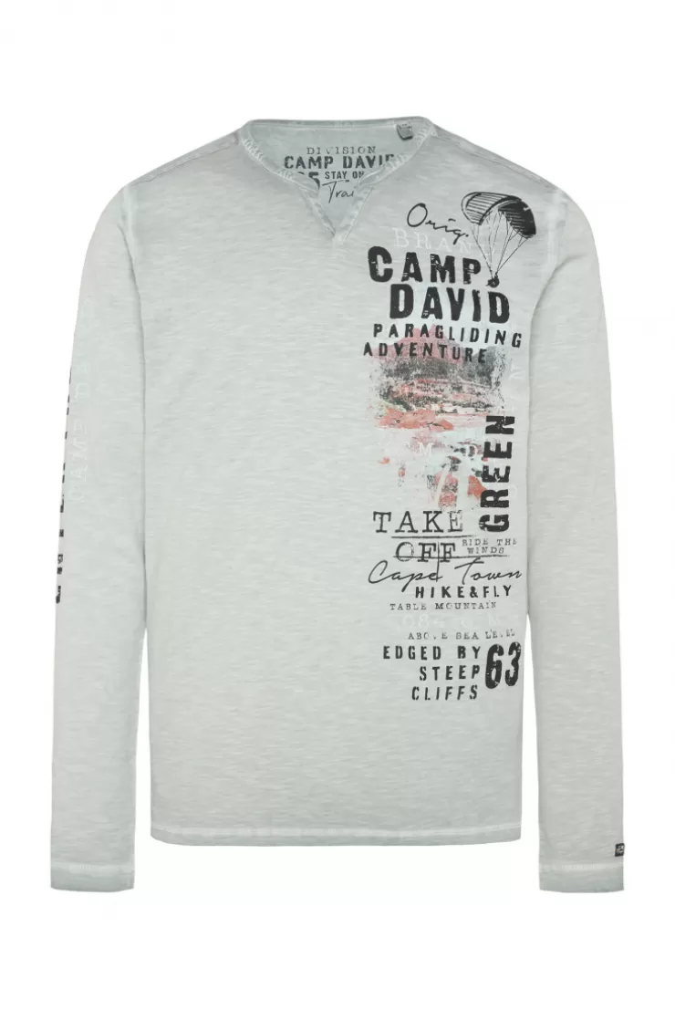 CAMP DAVID & SOCCX Langarmshirt mit Twill-Patches und Artworks teal Best