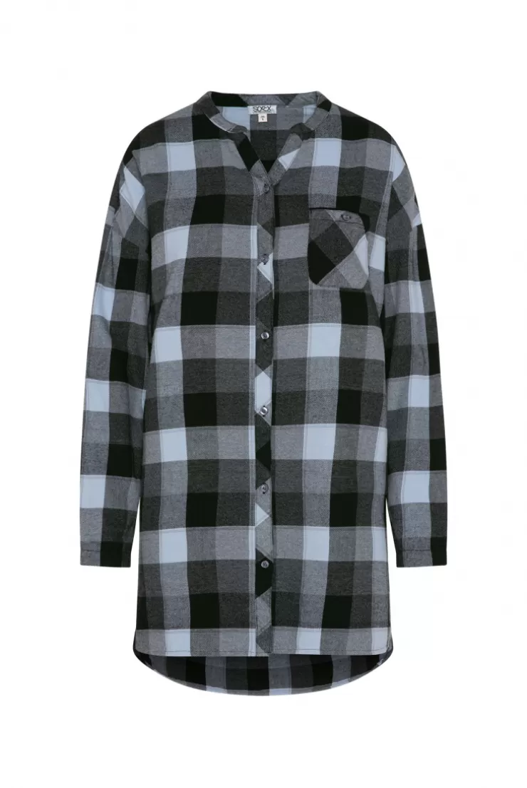 CAMP DAVID & SOCCX Lange Karobluse aus Flanell cozy blue cozyblue Shop