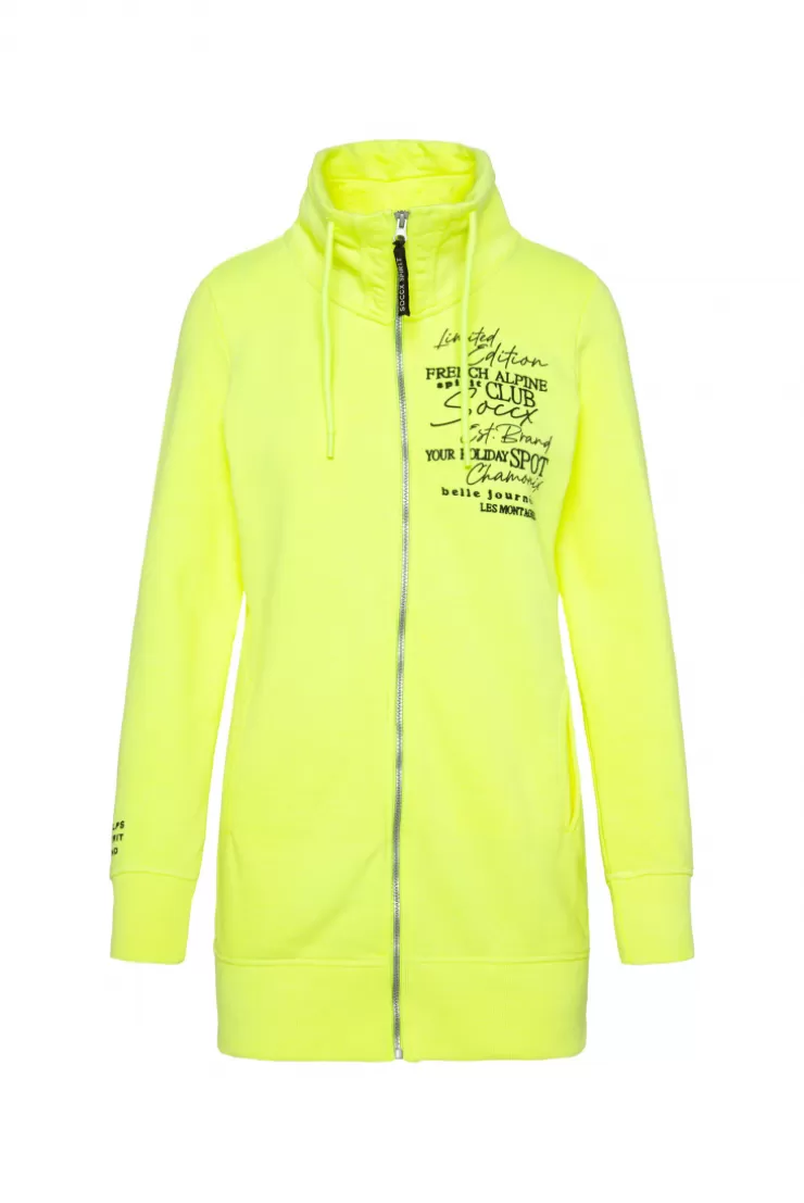 CAMP DAVID & SOCCX Lange Sweatjacke mit hohem Kragen yellow lime yellowlime Clearance