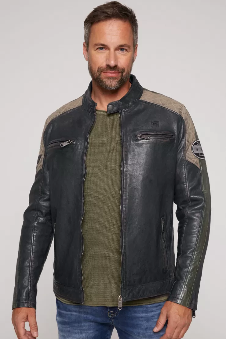 CAMP DAVID & SOCCX Lederjacke im Racing-Stil mit Patches navy Best Sale