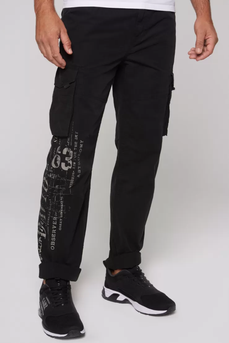 CAMP DAVID & SOCCX Leichte Cargohose mit Label Prints black Shop