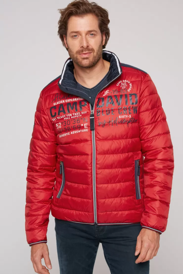 CAMP DAVID & SOCCX Leichte Steppjacke mit Logo Prints und Tapes royal red royalred Discount