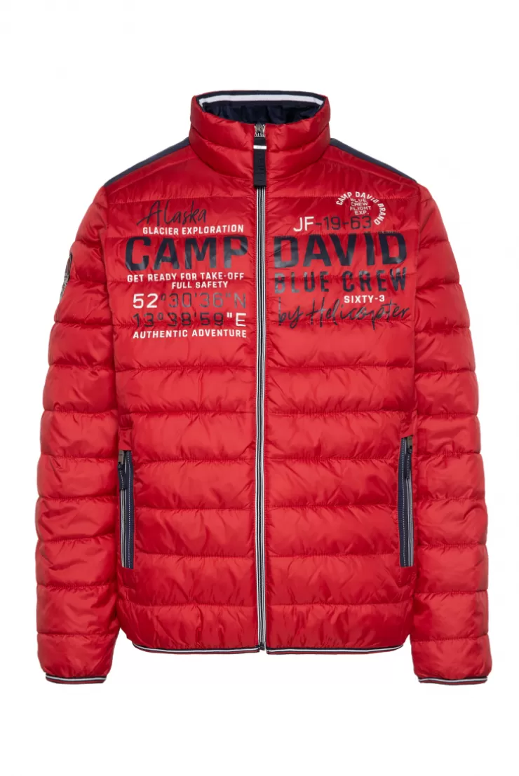 CAMP DAVID & SOCCX Leichte Steppjacke mit Logo Prints und Tapes royal red royalred Discount