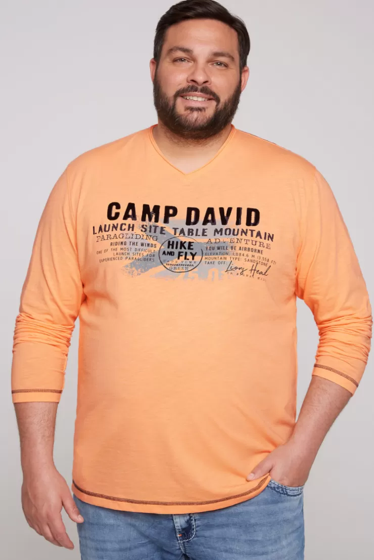 CAMP DAVID & SOCCX Longsleeve mit Flockprint sunrise orange sunriseorange Cheap