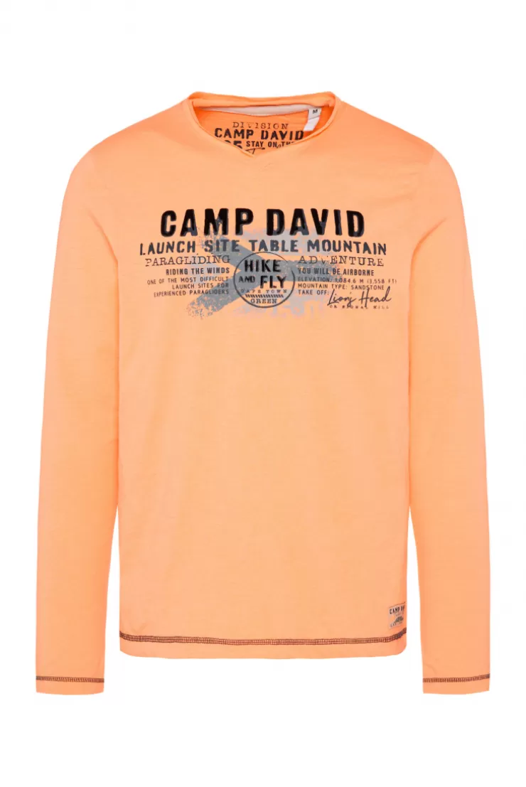 CAMP DAVID & SOCCX Longsleeve mit Flockprint sunrise orange sunriseorange Cheap