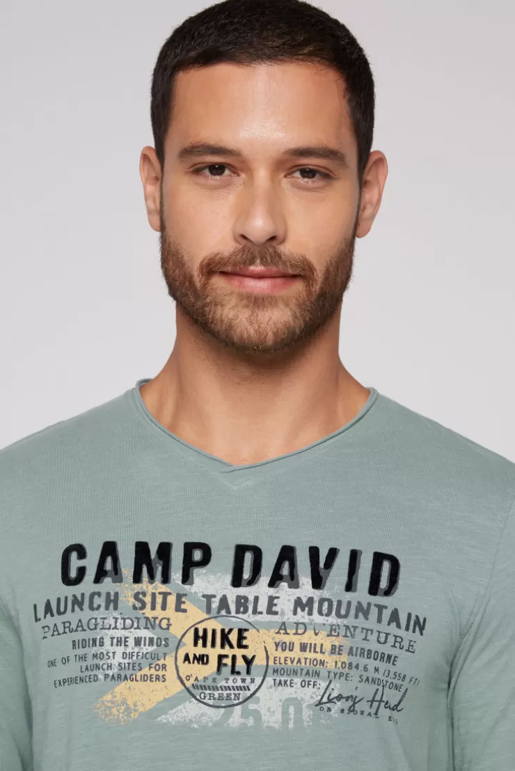 CAMP DAVID & SOCCX Longsleeve mit Flockprint teal Flash Sale