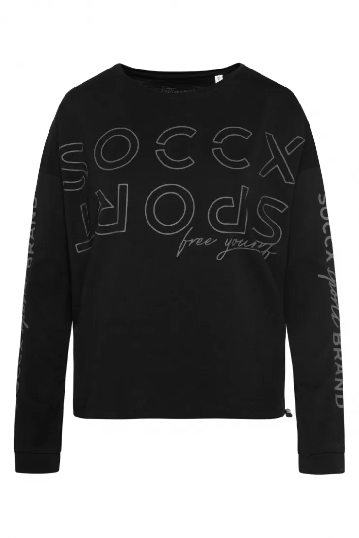 CAMP DAVID & SOCCX Longsleeve mit Logo Prints und verstellbaren Elastiksaum black New