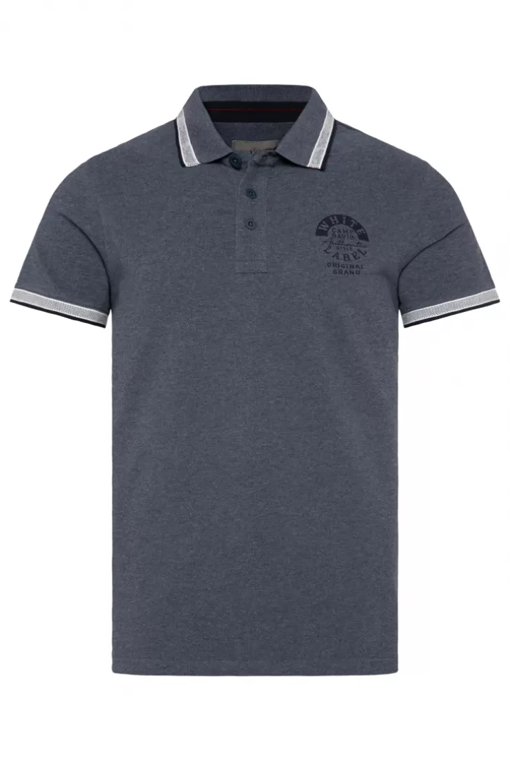 CAMP DAVID & SOCCX Meliertes Poloshirt mit Two-Tone-Details blue navy melange bluenavymelange Outlet