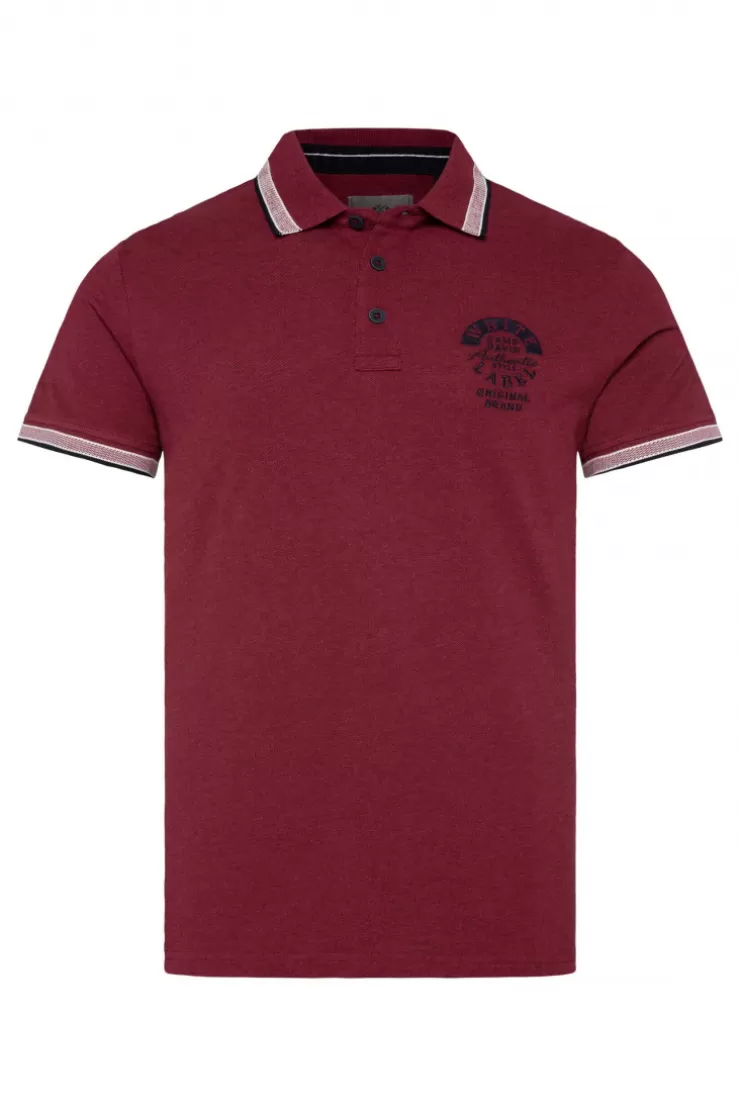 CAMP DAVID & SOCCX Meliertes Poloshirt mit Two-Tone-Details burgundy melange burgundymelange Cheap