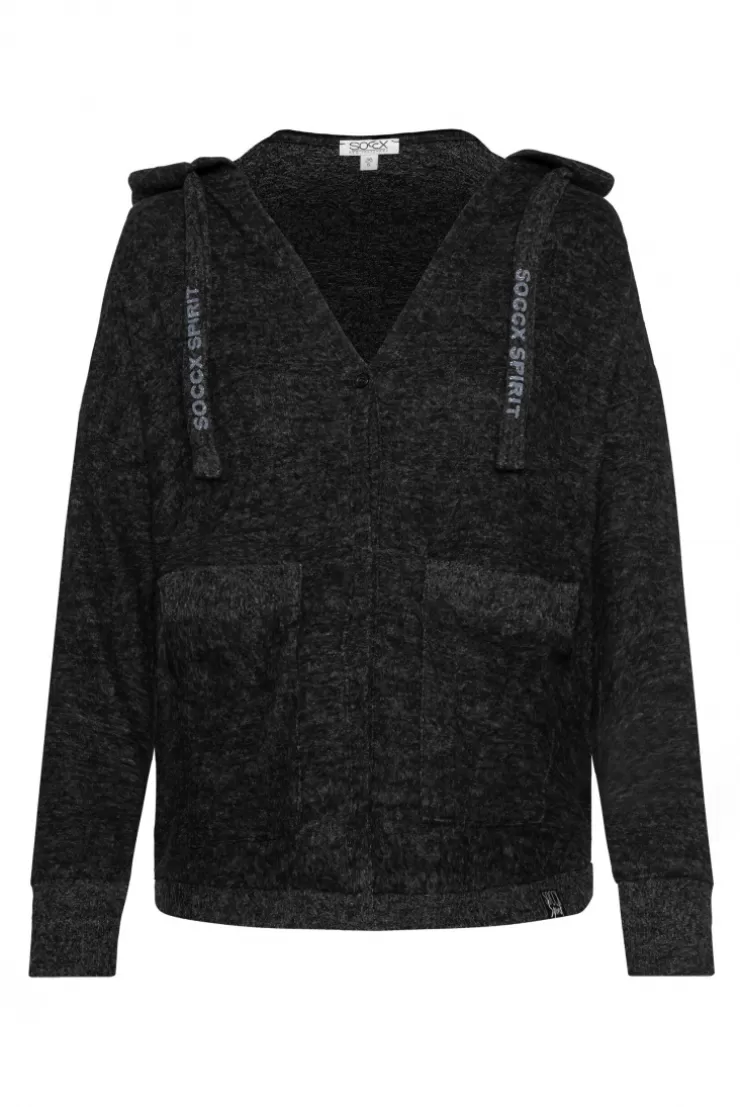 CAMP DAVID & SOCCX Offener Kurz-Cardigan mit Kapuze black melange blackmelange Sale