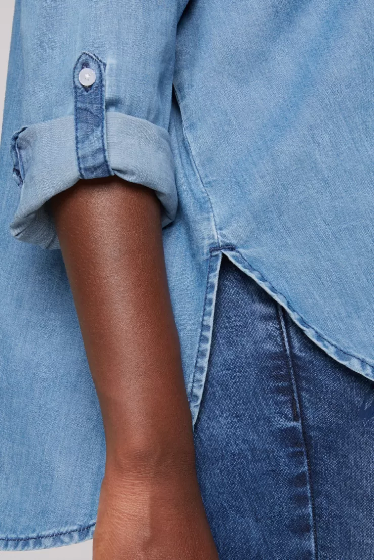 CAMP DAVID & SOCCX Oversized Denim-Bluse mit Print blue vintage bluevintage Sale