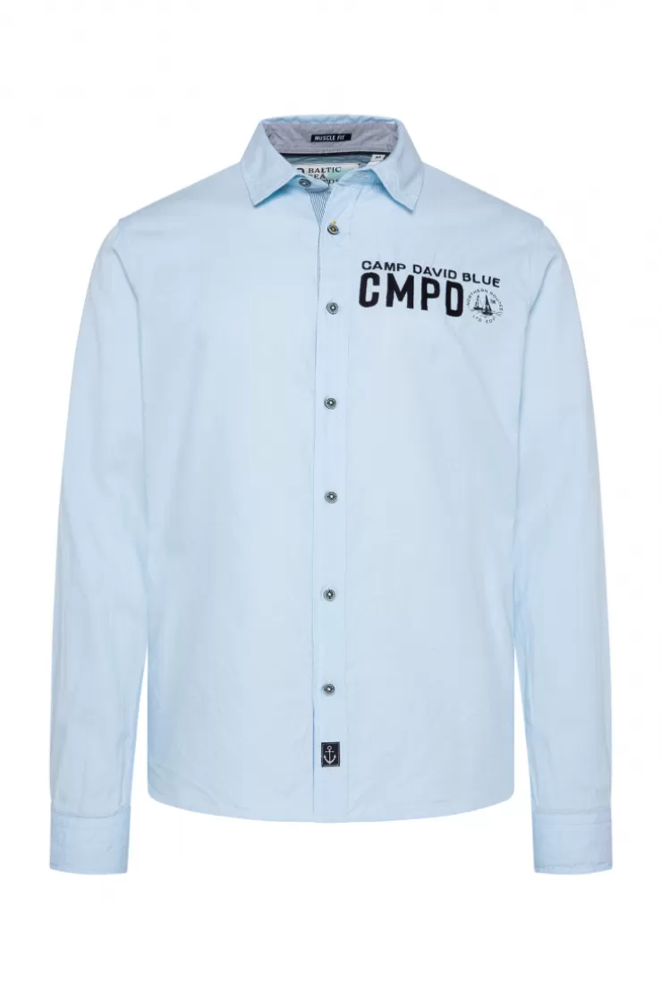 CAMP DAVID & SOCCX Oxford-Langarmhemd mit Logo-Stickereien summer blue summerblue New