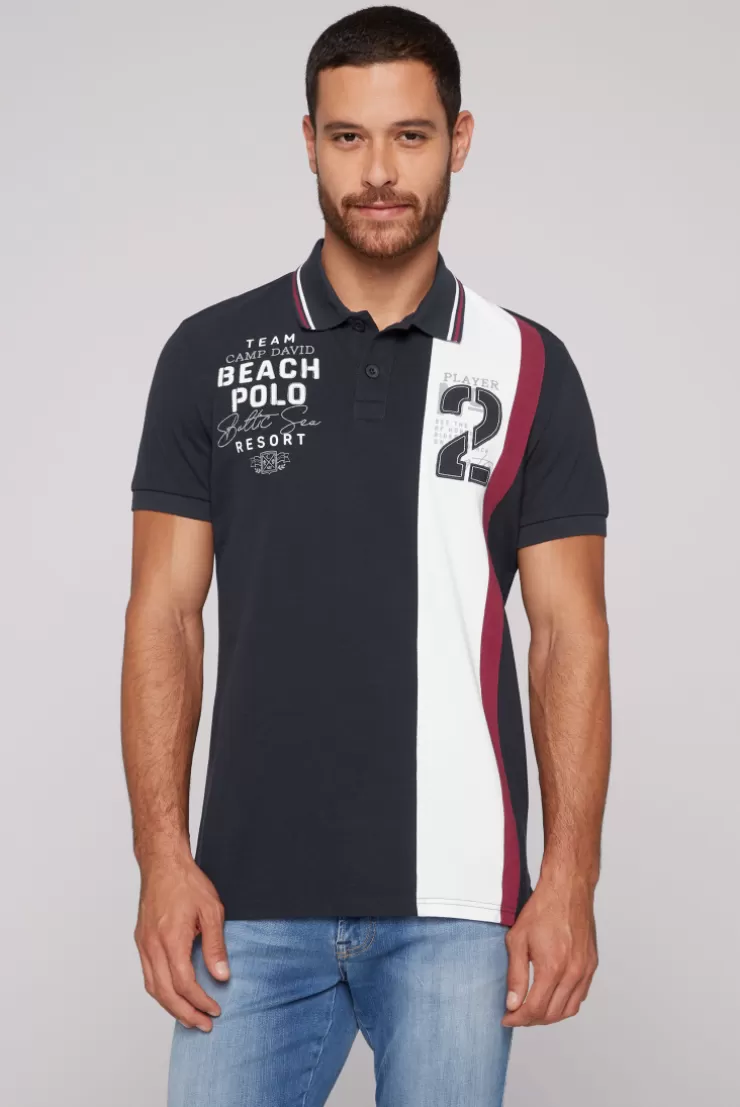 CAMP DAVID & SOCCX Pikee-Polo mit Color-Blocking und Artwork blue navy bluenavy Sale