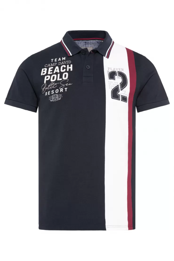 CAMP DAVID & SOCCX Pikee-Polo mit Color-Blocking und Artwork blue navy bluenavy Sale