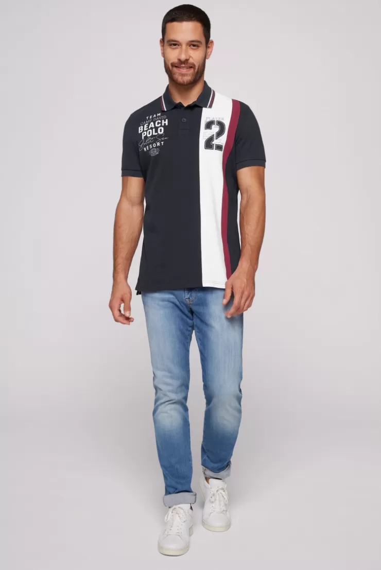 CAMP DAVID & SOCCX Pikee-Polo mit Color-Blocking und Artwork blue navy bluenavy Sale