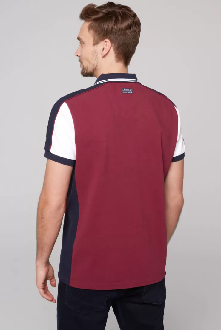 CAMP DAVID & SOCCX Pikee-Polo mit Color-Blocking und Artwork burgundy Cheap