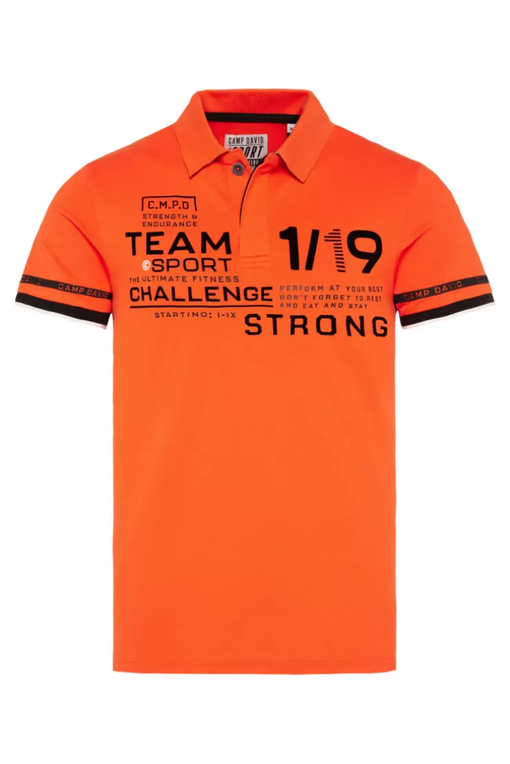 CAMP DAVID & SOCCX Pikee-Polo mit Flockprint signal orange signalorange Discount