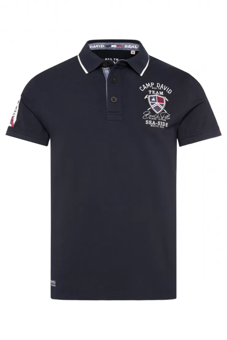 CAMP DAVID & SOCCX Pikee-Polo mit Label Patches und Stickereien blue navy bluenavy Hot