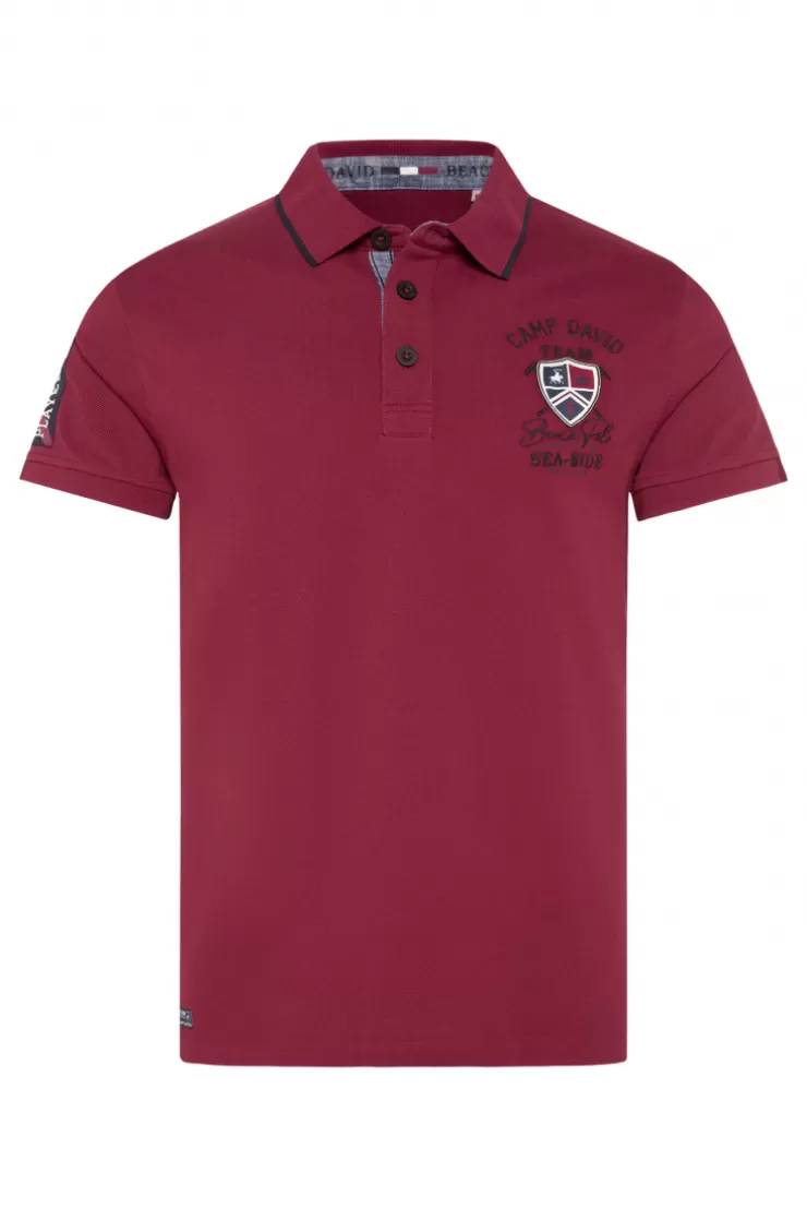 CAMP DAVID & SOCCX Pikee-Polo mit Label Patches und Stickereien burgundy Clearance