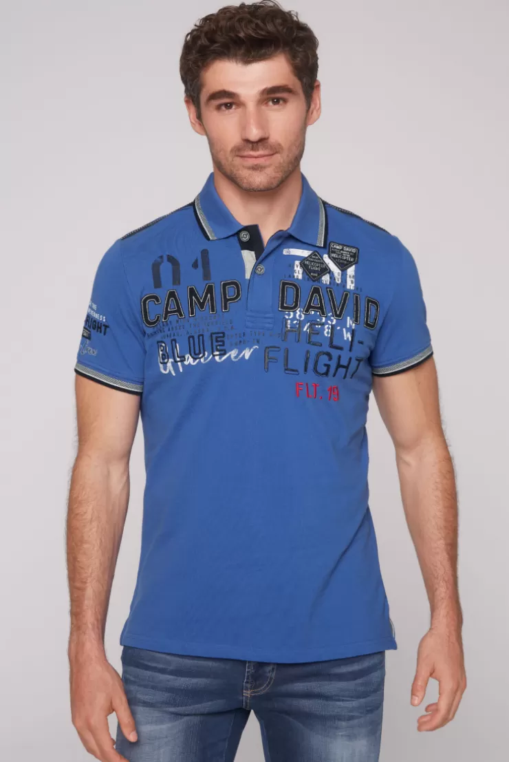 CAMP DAVID & SOCCX Pikee-Polo mit Label-Applikationen strong blue strongblue Online