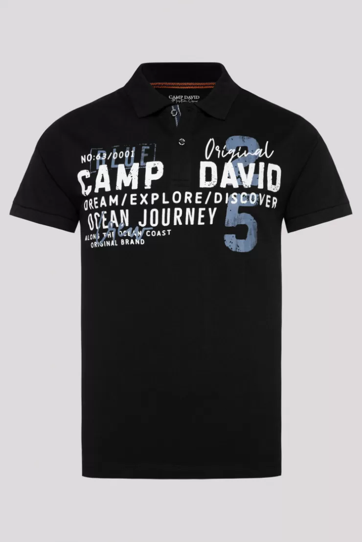 CAMP DAVID & SOCCX Pikee-Polo mit Logo Print | M black Best Sale