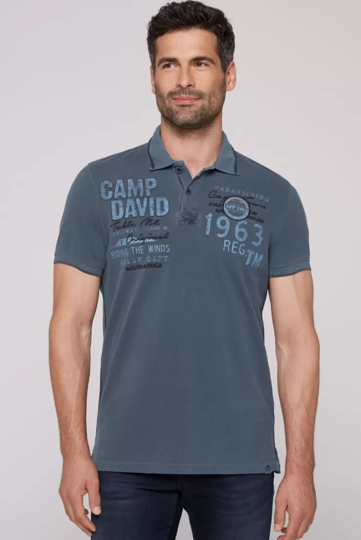 CAMP DAVID & SOCCX Pikee-Polo mit Logo-Applikationen blue navy bluenavy Outlet