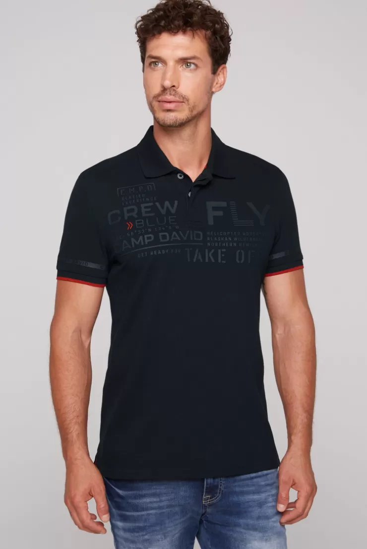 CAMP DAVID & SOCCX Pikee-Polo mit tonigem Rubber Artwork blue navy bluenavy Hot