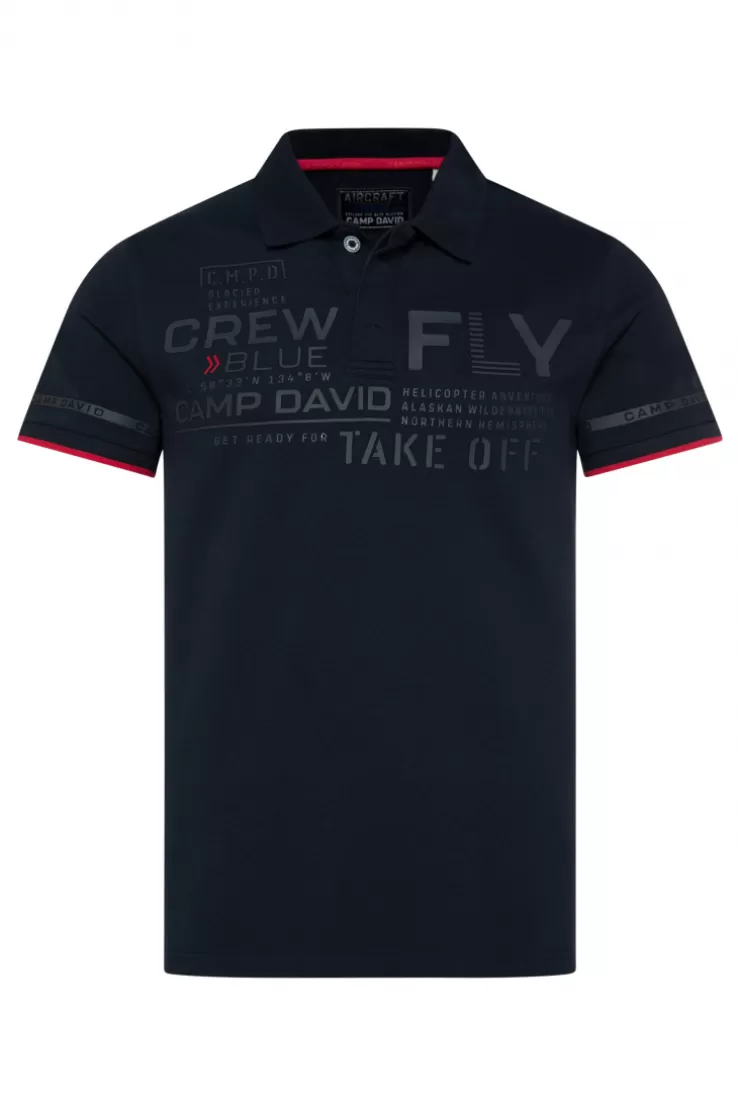 CAMP DAVID & SOCCX Pikee-Polo mit tonigem Rubber Artwork blue navy bluenavy Hot