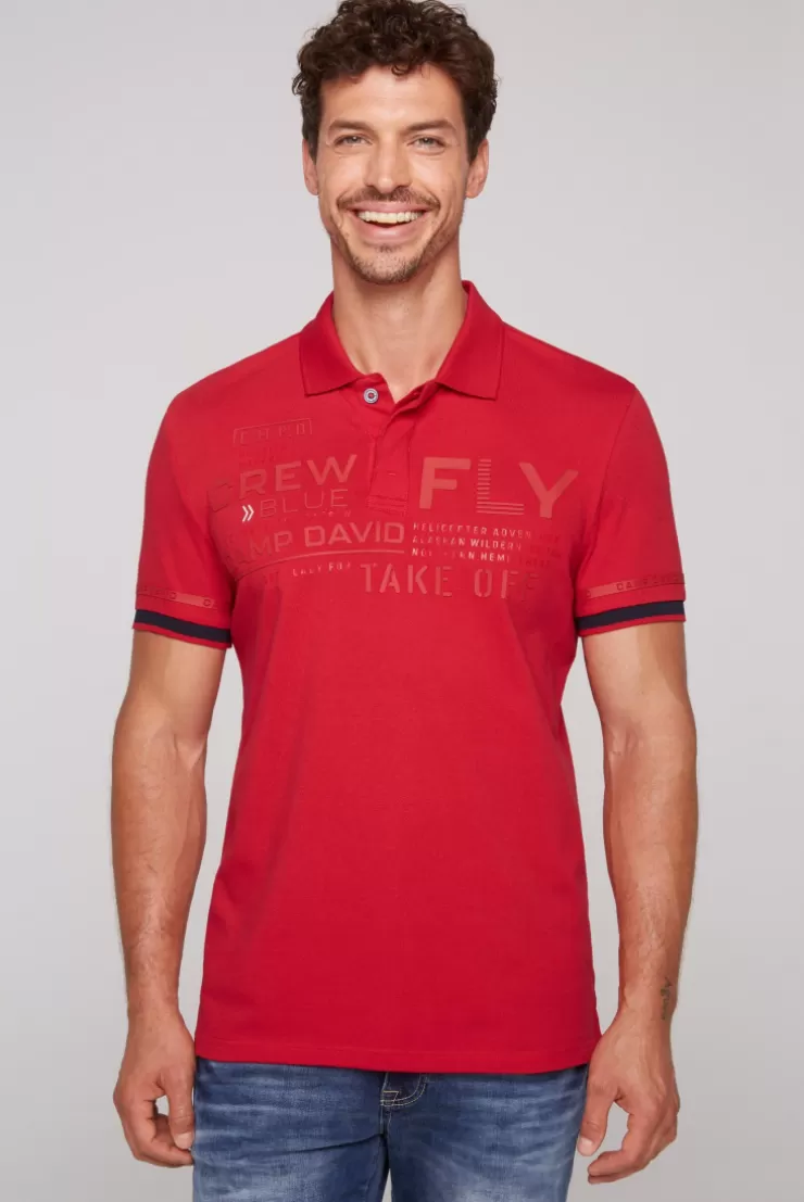 CAMP DAVID & SOCCX Pikee-Polo mit tonigem Rubber Artwork flight red flightred New