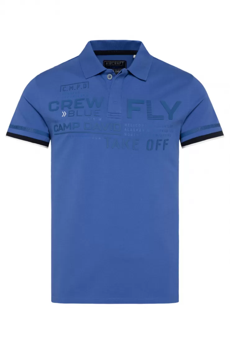 CAMP DAVID & SOCCX Pikee-Polo mit tonigem Rubber Artwork strong blue strongblue Best