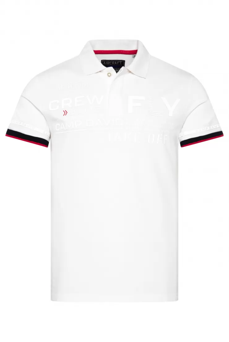 CAMP DAVID & SOCCX Pikee-Polo mit tonigem Rubber Artwork white Clearance