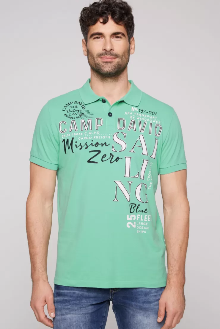 CAMP DAVID & SOCCX Pikee-Poloshirt mit Sailing Print sea green | L seagreen Hot