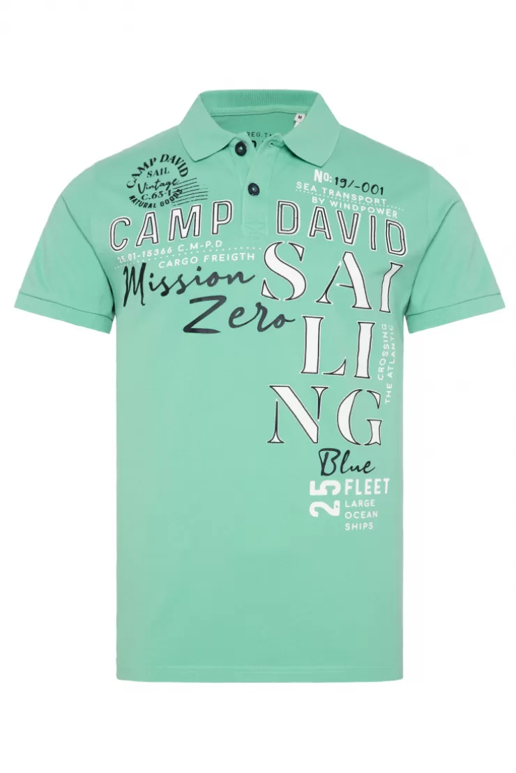 CAMP DAVID & SOCCX Pikee-Poloshirt mit Sailing Print sea green | L seagreen Hot