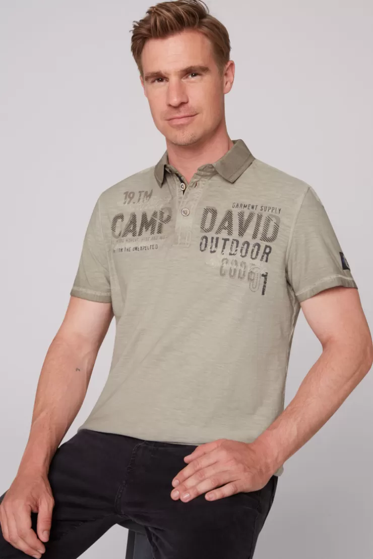 CAMP DAVID & SOCCX Polo mit Schultertapes und Logo Artwork fossil brown fossilbrown Sale