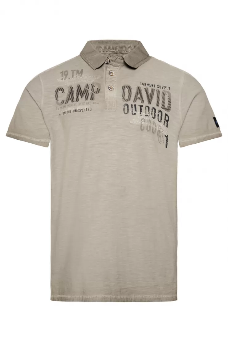 CAMP DAVID & SOCCX Polo mit Schultertapes und Logo Artwork fossil brown fossilbrown Sale