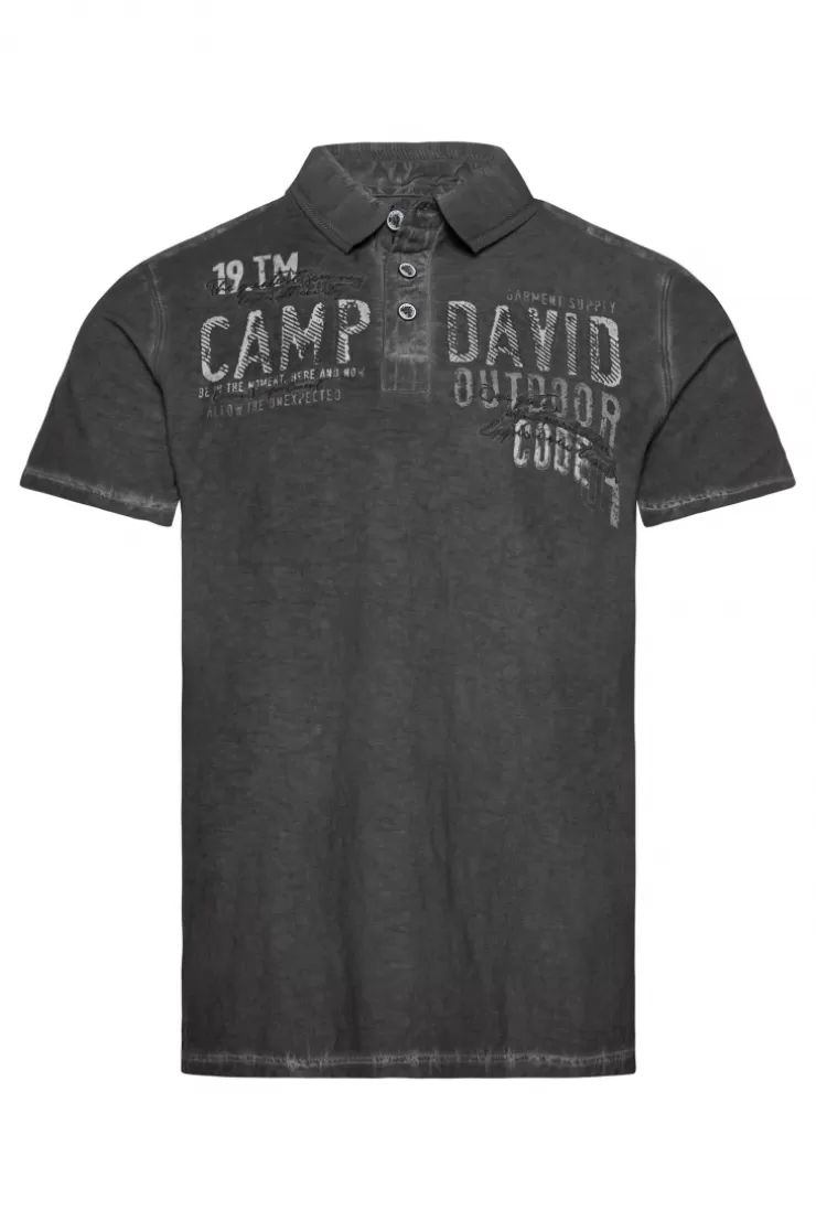 CAMP DAVID & SOCCX Polo mit Schultertapes und Logo Artwork granite Hot