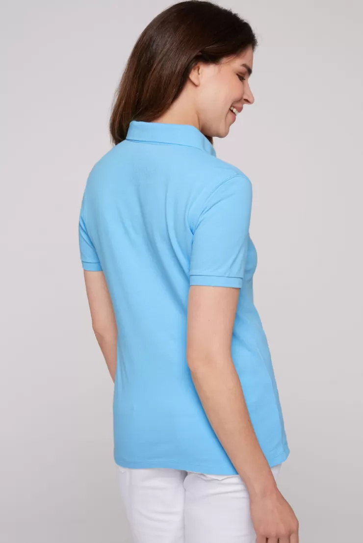 CAMP DAVID & SOCCX Poloshirt aus Pikee mit Glitter Print aqua Flash Sale