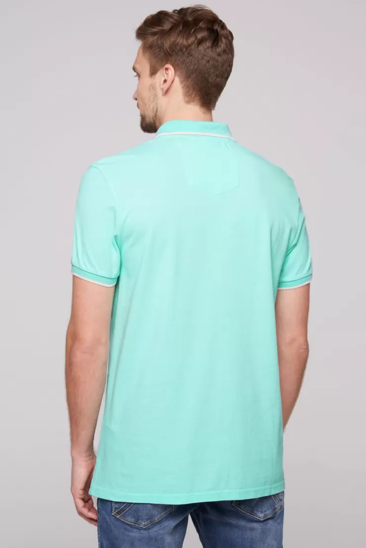CAMP DAVID & SOCCX Poloshirt aus Pikee mit Print Artwork aqua green | S aquagreen Best Sale