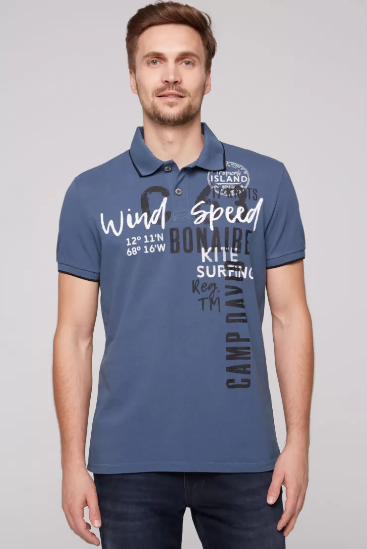 CAMP DAVID & SOCCX Poloshirt aus Pikee mit Print Artwork blue haze bluehaze Shop